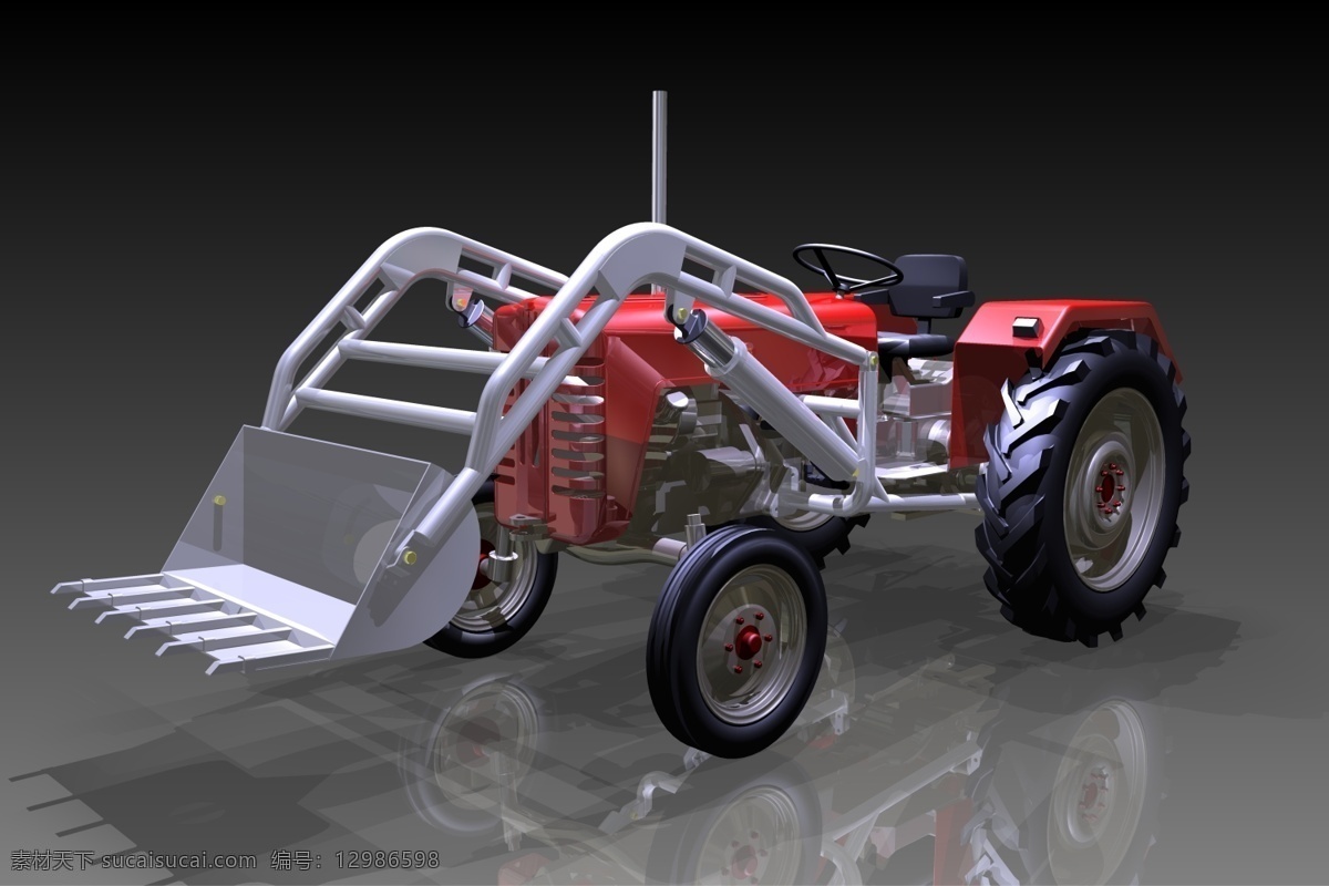 弗里曼 式 装载机 斗 结束 拖拉机 前面 3d模型素材 其他3d模型