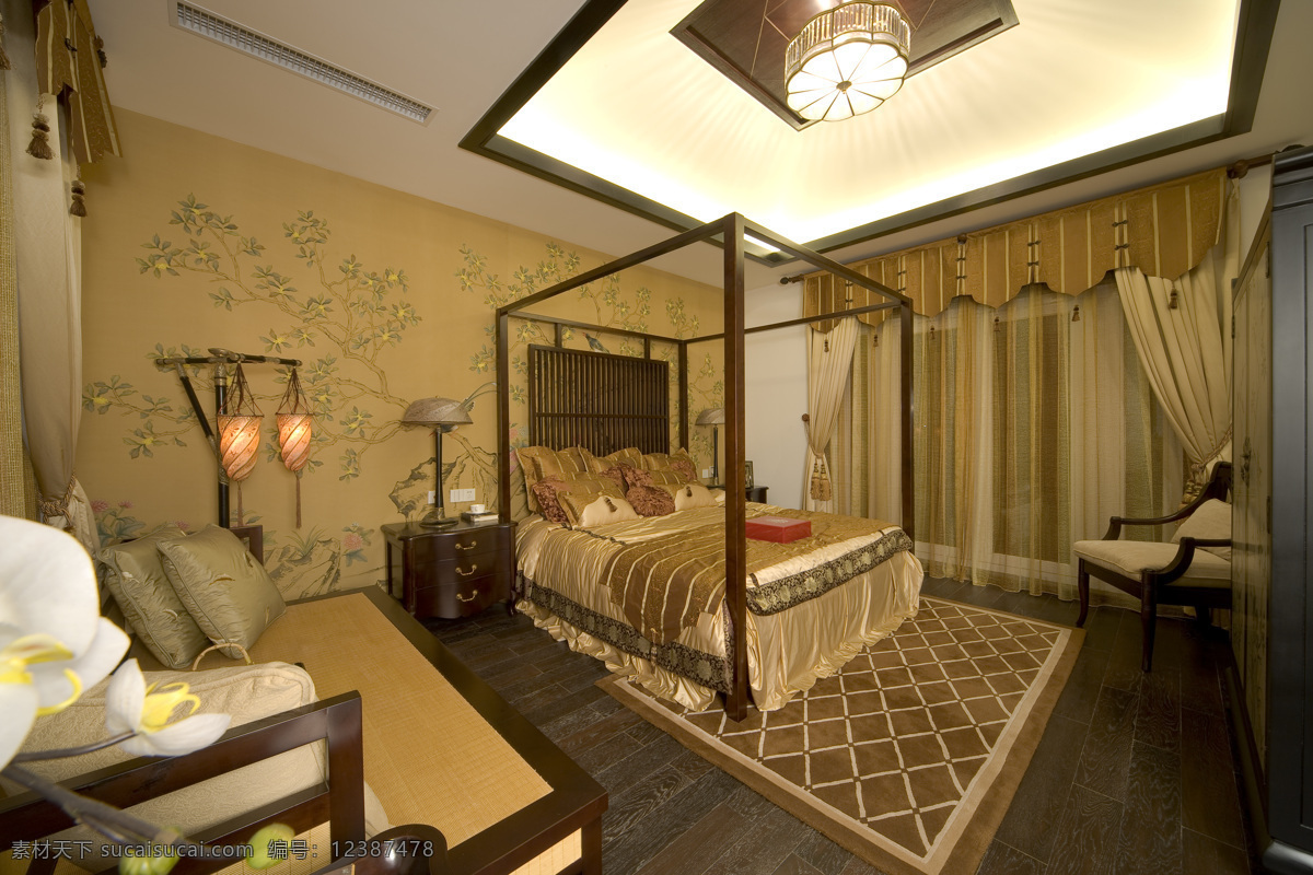 欧式 风格 卧室 大床 吊床 建筑园林 室内摄影 欧式风格卧室 家居装饰素材