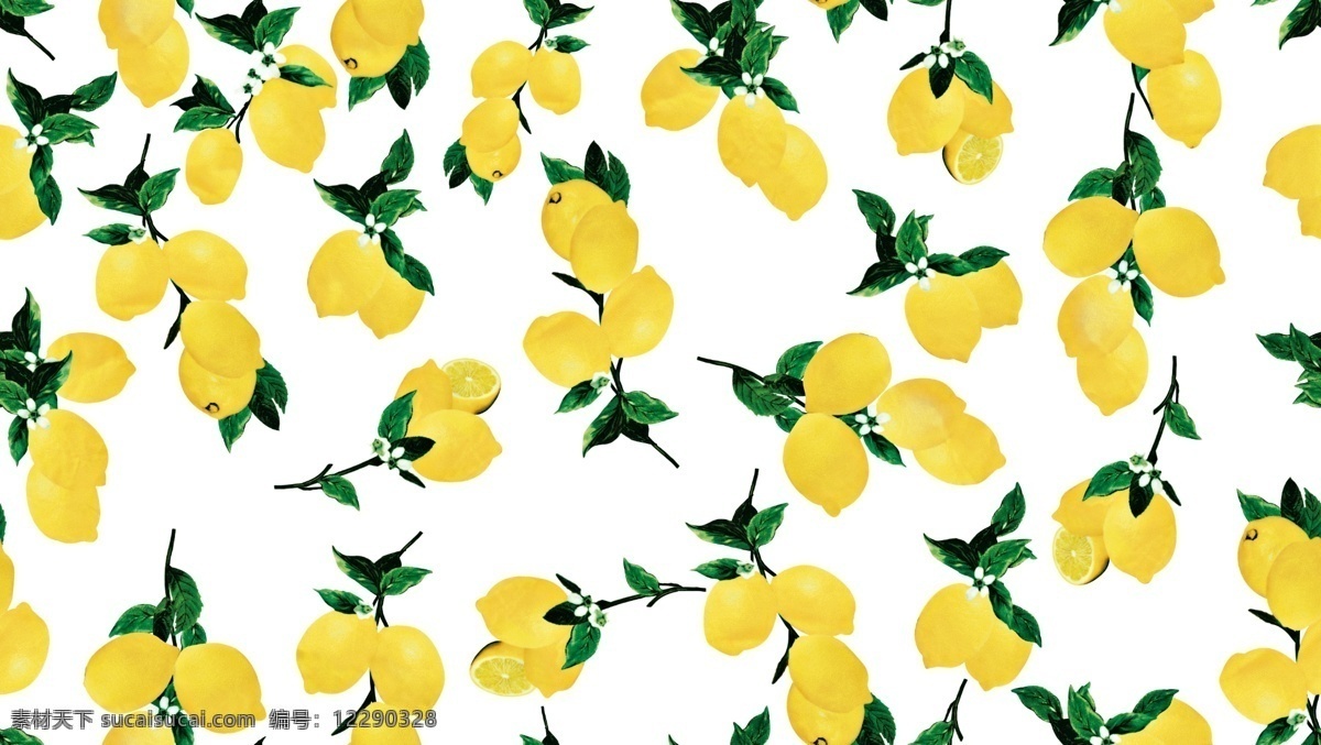 柠檬图案图片 手绘花 手绘花图案 手绘花背景 乱花 花卉 花卉背景 手绘图案 数码印花 柠檬 分层