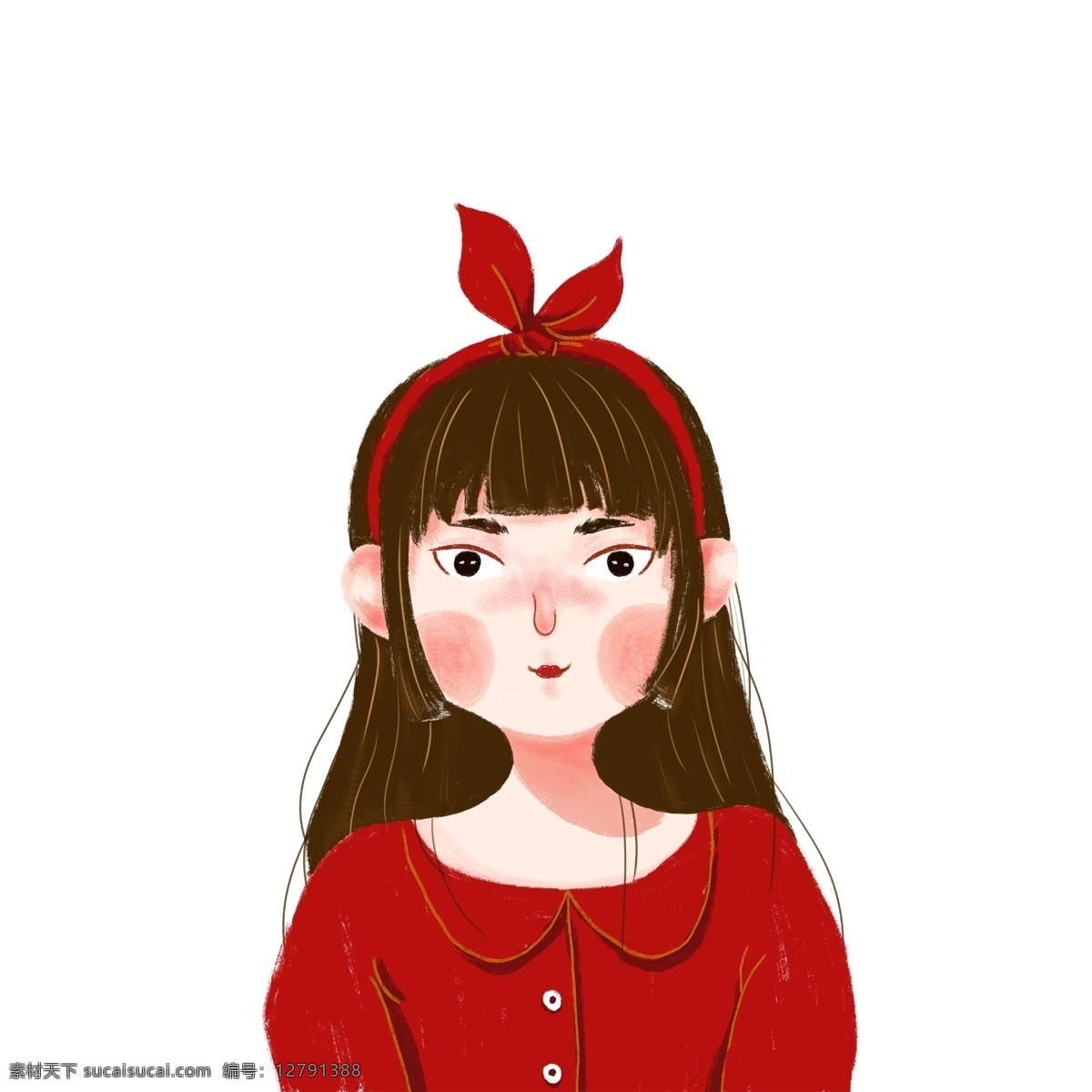 红衣 服 女孩 插画 红衣服女孩 卡通插画 人物插画 小人插画 创意插画 女孩插画 红色的蝴蝶结