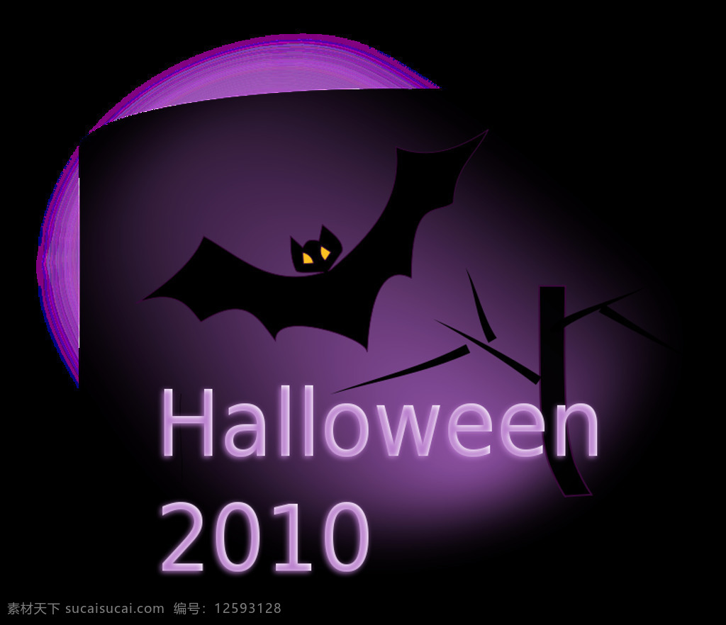 万圣节 2010 蝙蝠 恐怖 树 黑色的 halloween2010 紫色的 插画集