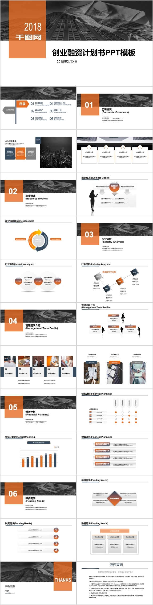 2018 千 图 网 创业融资 计划书 商务通 模板 融资 计划总结 商务办公 简洁 工作汇报 个人总结