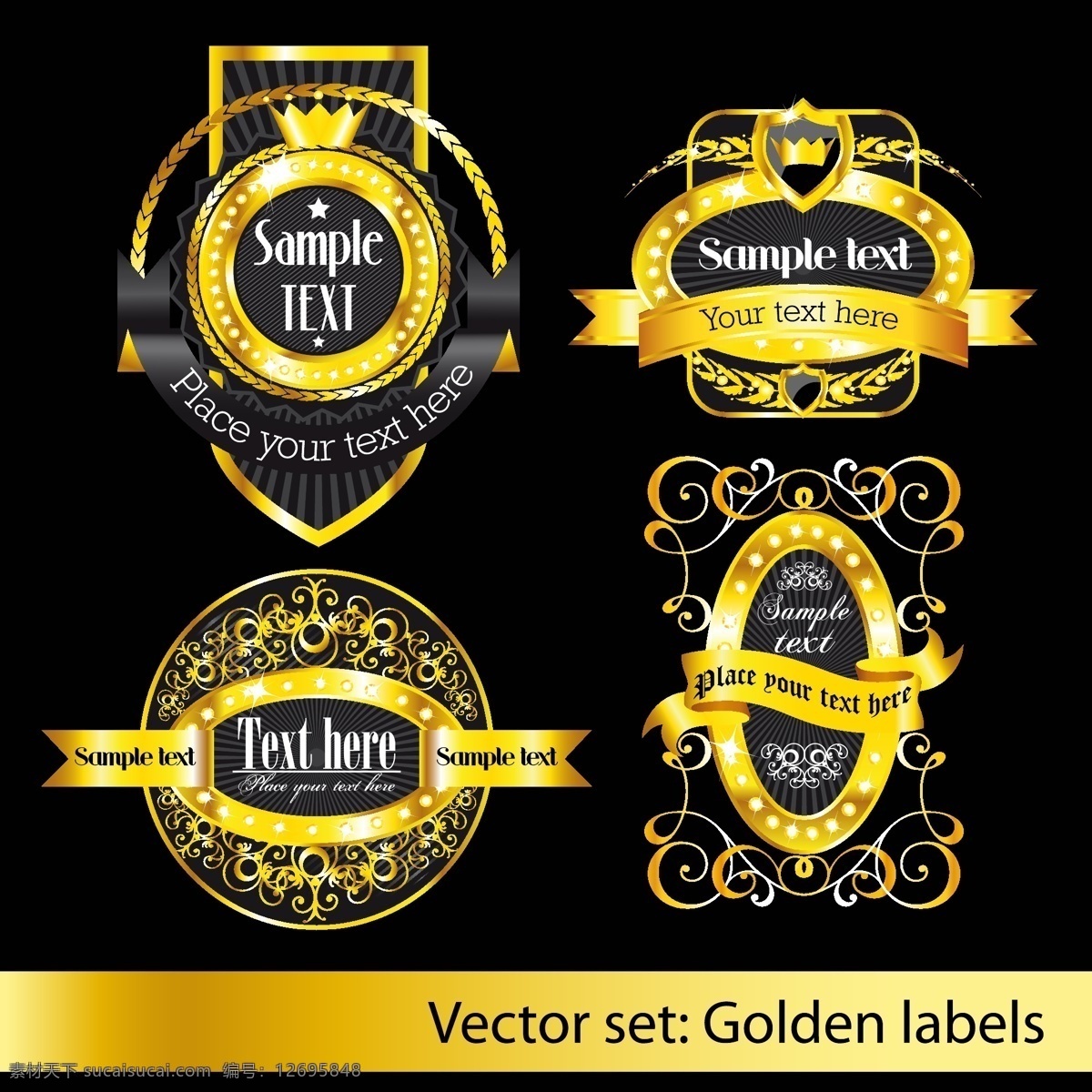 欧洲古典花纹 标签 矢量标签 高贵 高雅 古典 花纹 黄金 金色 欧式 欧洲 标志图标 其他图标 黑色