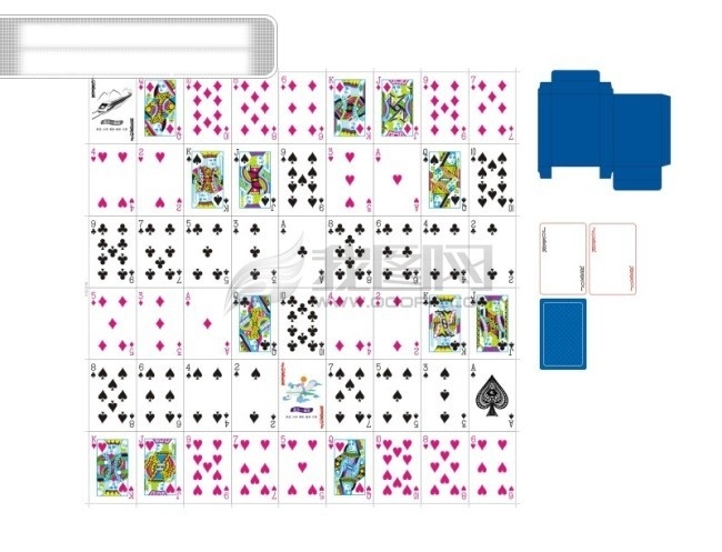 扑克 模板 扑克模板 拼版图 55张扑克 盒子模版 矢量图 其他矢量图