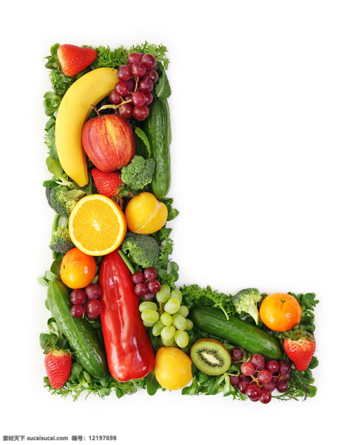 蔬菜水果 组成 字母 l 辣椒 葡萄 黄瓜 橙子 香蕉 蔬菜 水果 食物 水果图片 餐饮美食