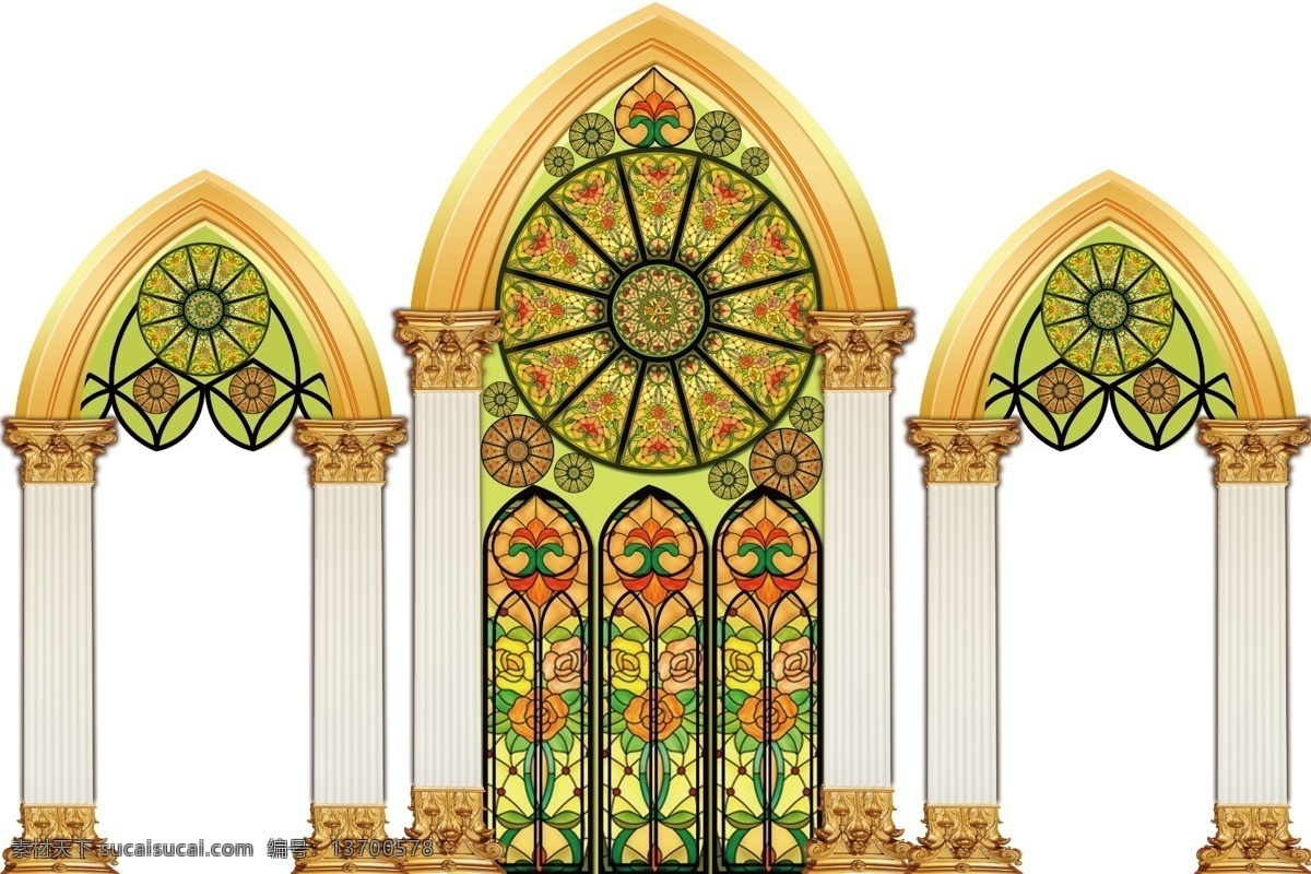 欧式风格 高清 仪式背景 高贵 浪漫 欧式 罗马柱 金黄色 分层