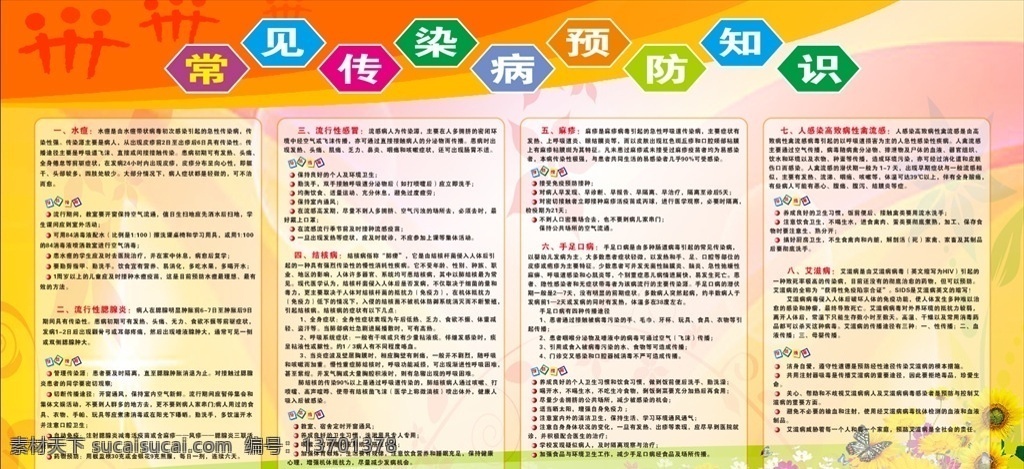 常见 传染病 防治 学校 校园 安全 预防 展板模板