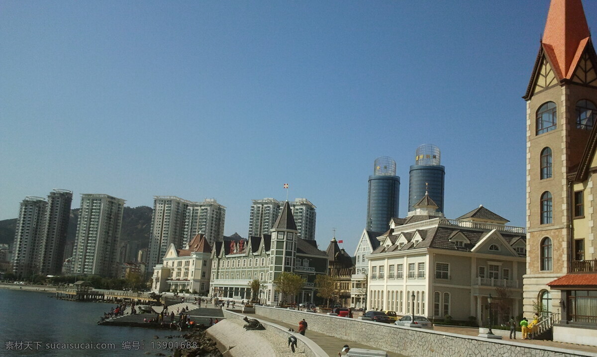 秋天 海边 高楼 蓝天 楼宇 风景 生活 旅游餐饮