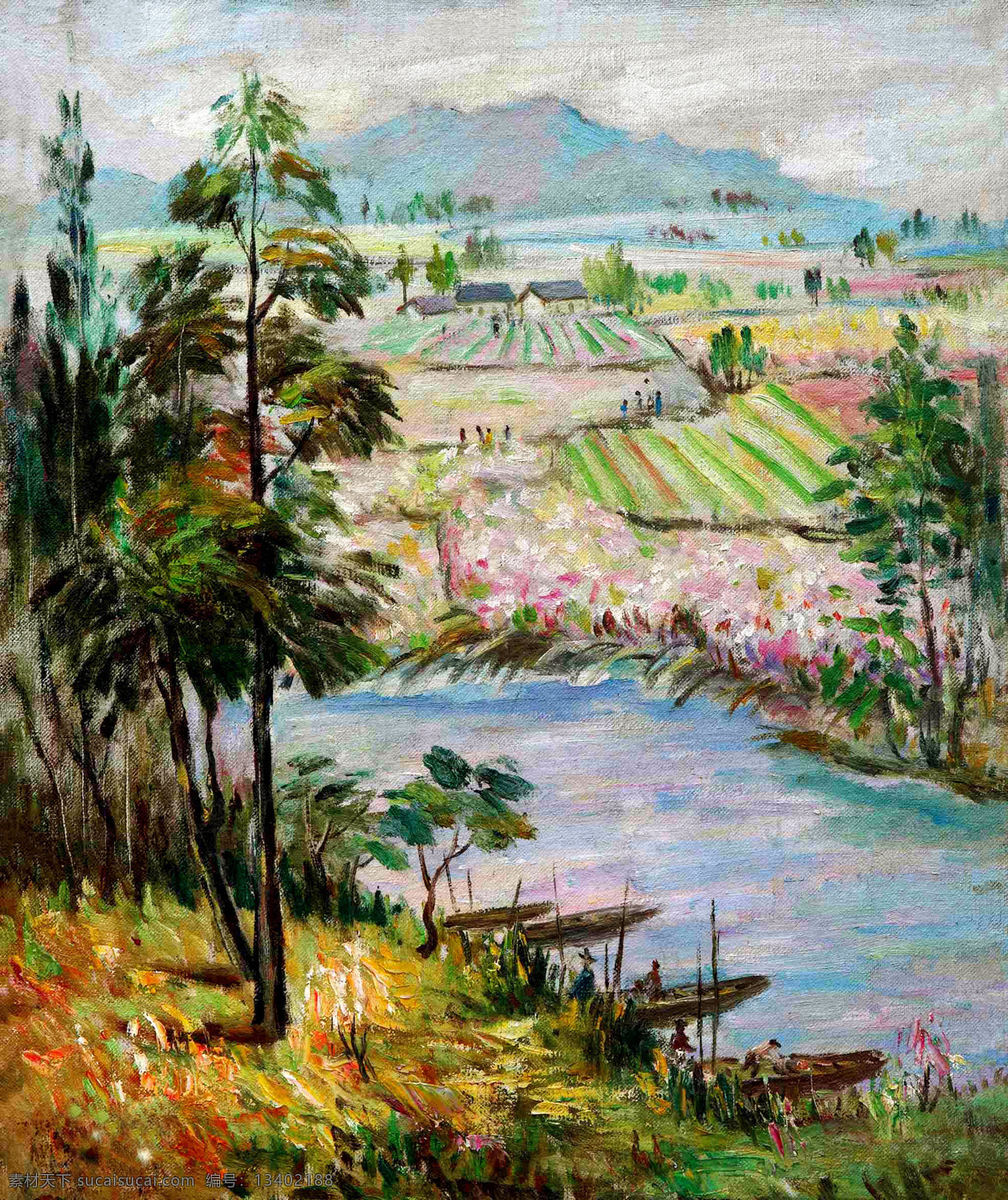 船只 风景画 河流 花草 绘画书法 美术 山岭 田园乡景 油画 乡村 田野 树木 油画艺术 油画作品47 文化艺术 家居装饰素材
