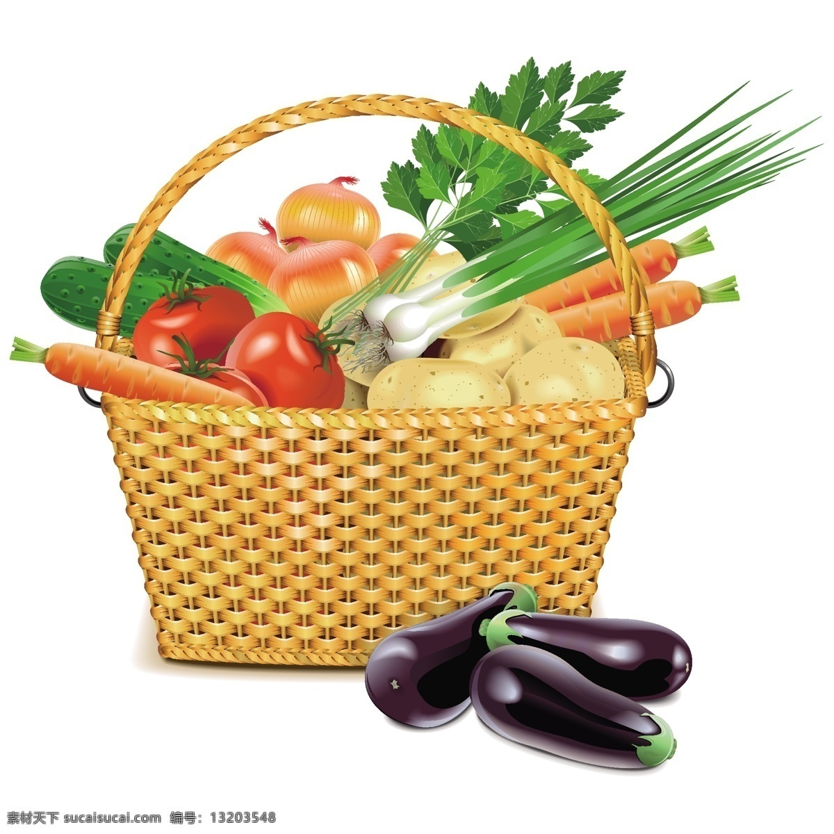 彩色 手绘 蔬菜 篮子 卡通 矢量 印花 矢量素材 设计素材 平面素材