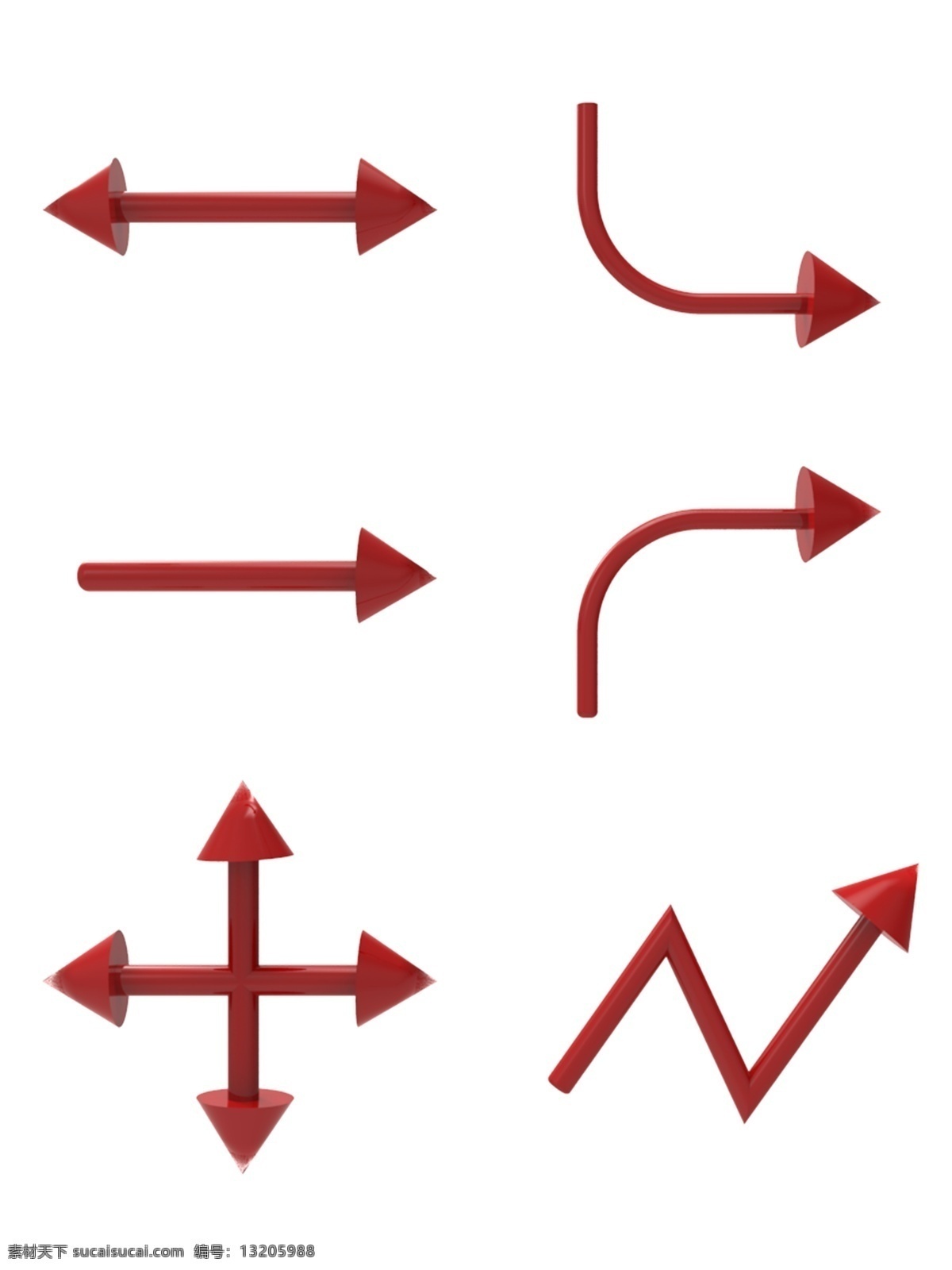 立体 箭头 套 图 红色 商用 元素 立体箭头 双向箭头 十字箭头 折线箭头 单向箭头 左拐箭头 右拐箭头