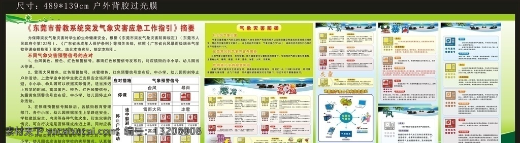 气象灾害 应急 工作 指引 应急工作指引 寒冷 高温 灰霾 大雾 暴雨 台风 气象台 避灾 气象展板 预警信号 展板模板