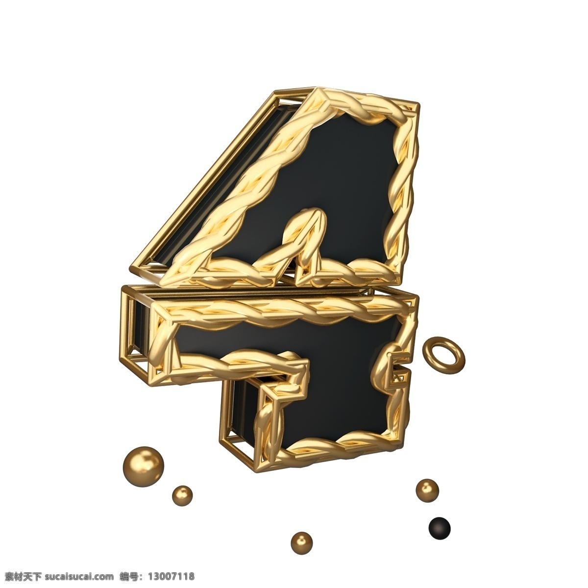 数字 倒计时 黑金 风 炫酷黑金 立体字 3d字体 黑金风 数字倒计时4 c4d字体 可商用数字4