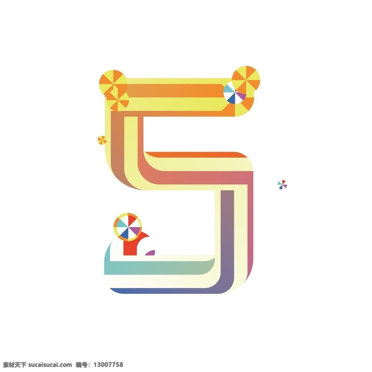 双十 倒计时 数字5 糖果字 字体设计 创意设计 彩虹字