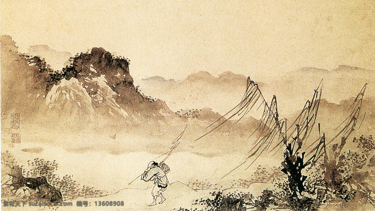 山水 名画 书画 人物 图 二部 分 古画 山水画 山水名画书画 书画真迹 中国水墨画 名家张路 文化艺术