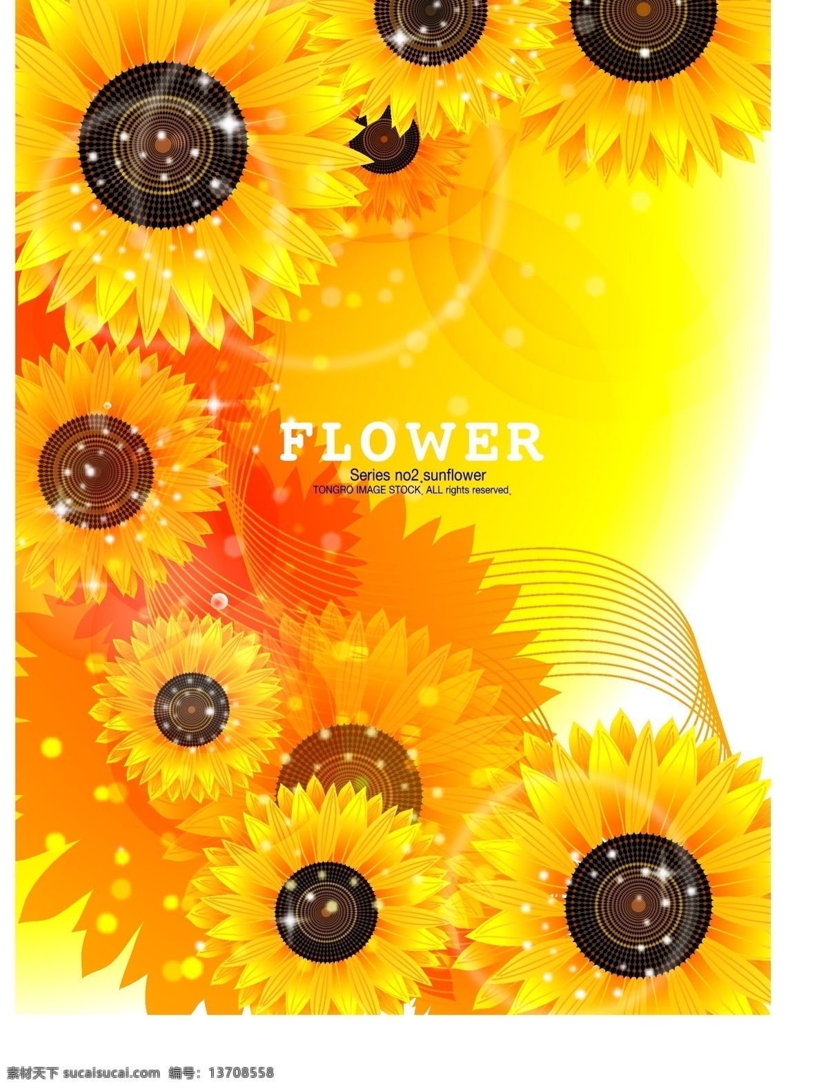 矢量 精美 葵花 背景 矢量素材 鲜花 艳丽 矢量图 花纹花边