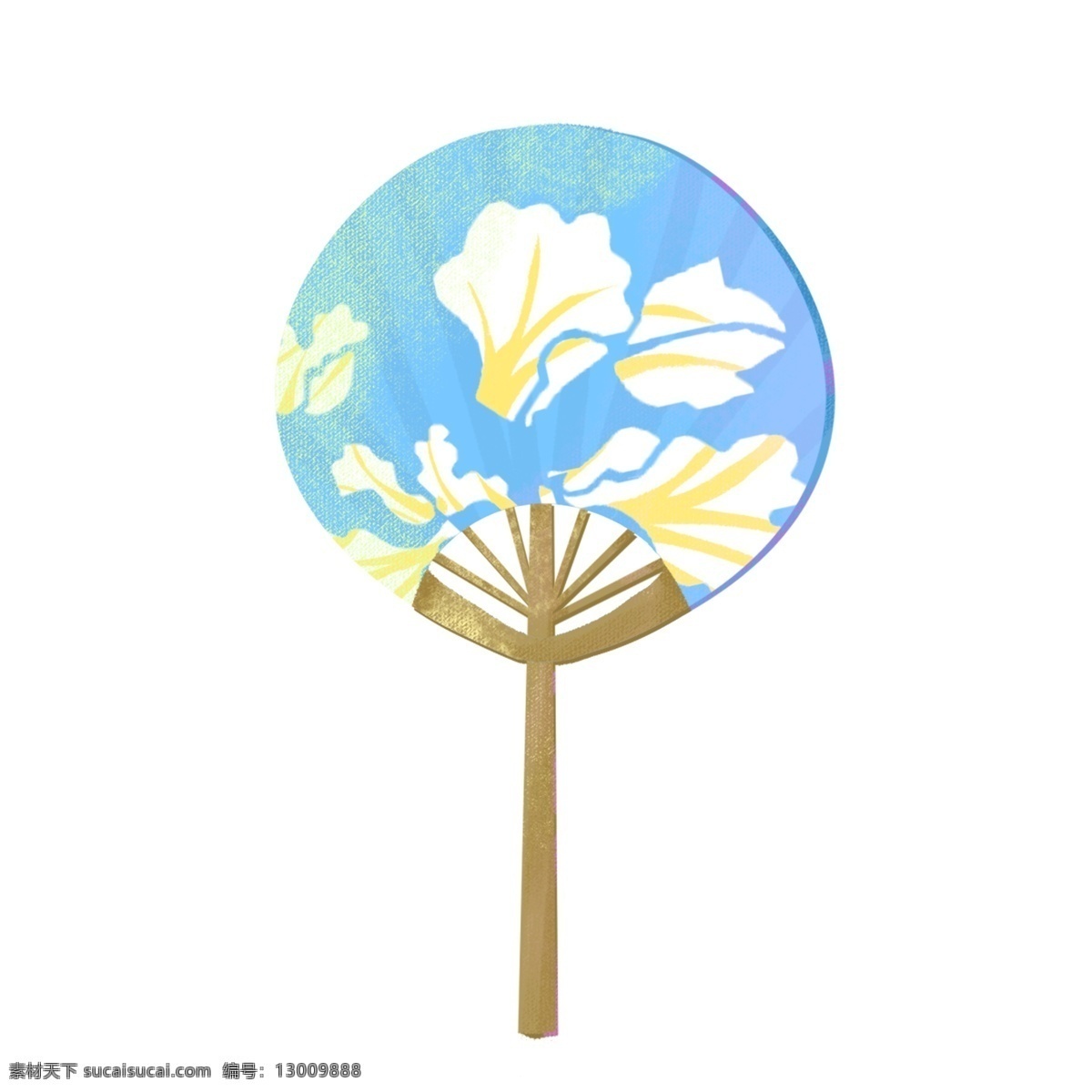 蓝色圆形扇子 扇子 夏天 用品 夏季 立夏 蓝色