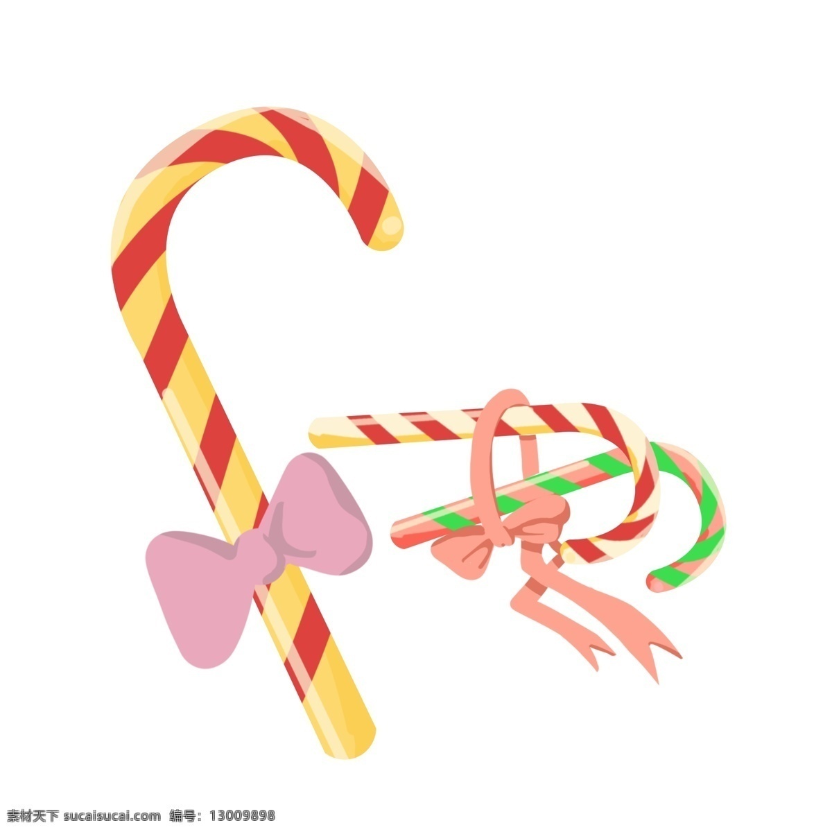 蝴蝶结 拐杖 糖果 插画 拐杖糖果 节日糖果 粉色 装饰 多个糖果 卡通童趣糖果 绿色红色糖果 黄色红色糖果
