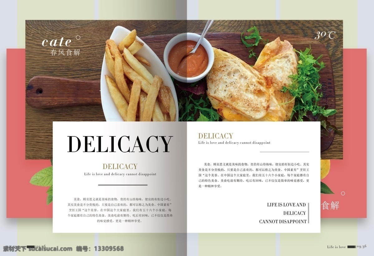 美食宣传册 美食 排版 几何图行 叠加 画册 分层