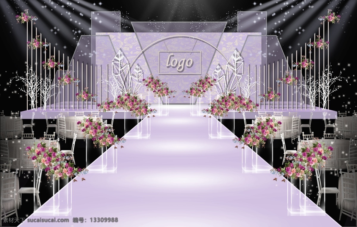 紫色 亚克力 婚礼 舞台 效果图 玻璃管素材 半圆形 铁艺 拱门 彩色 板 透明 路 引 玫 红色 花艺 叶子 羽毛 矢量 白色 枯树 装饰