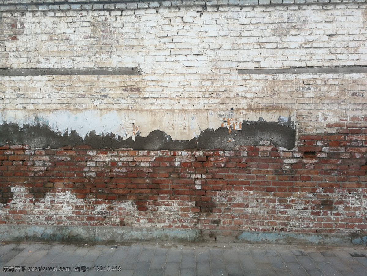 破墙 外墙 红砖 白墙 破碎 天空 建筑园林 建筑摄影