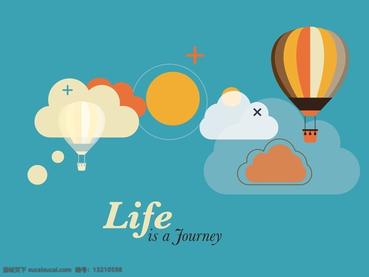 生活就是旅行 云朵 热气球 旅行 旅行素材 环球旅行 扁平化素材 生活百科 休闲娱乐