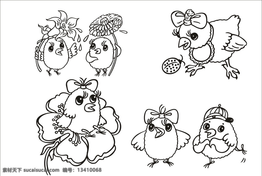 手绘线描小鸡 手绘小鸡 卡通小鸡 线描小鸡 动画线描小鸡 线描的 动漫动画