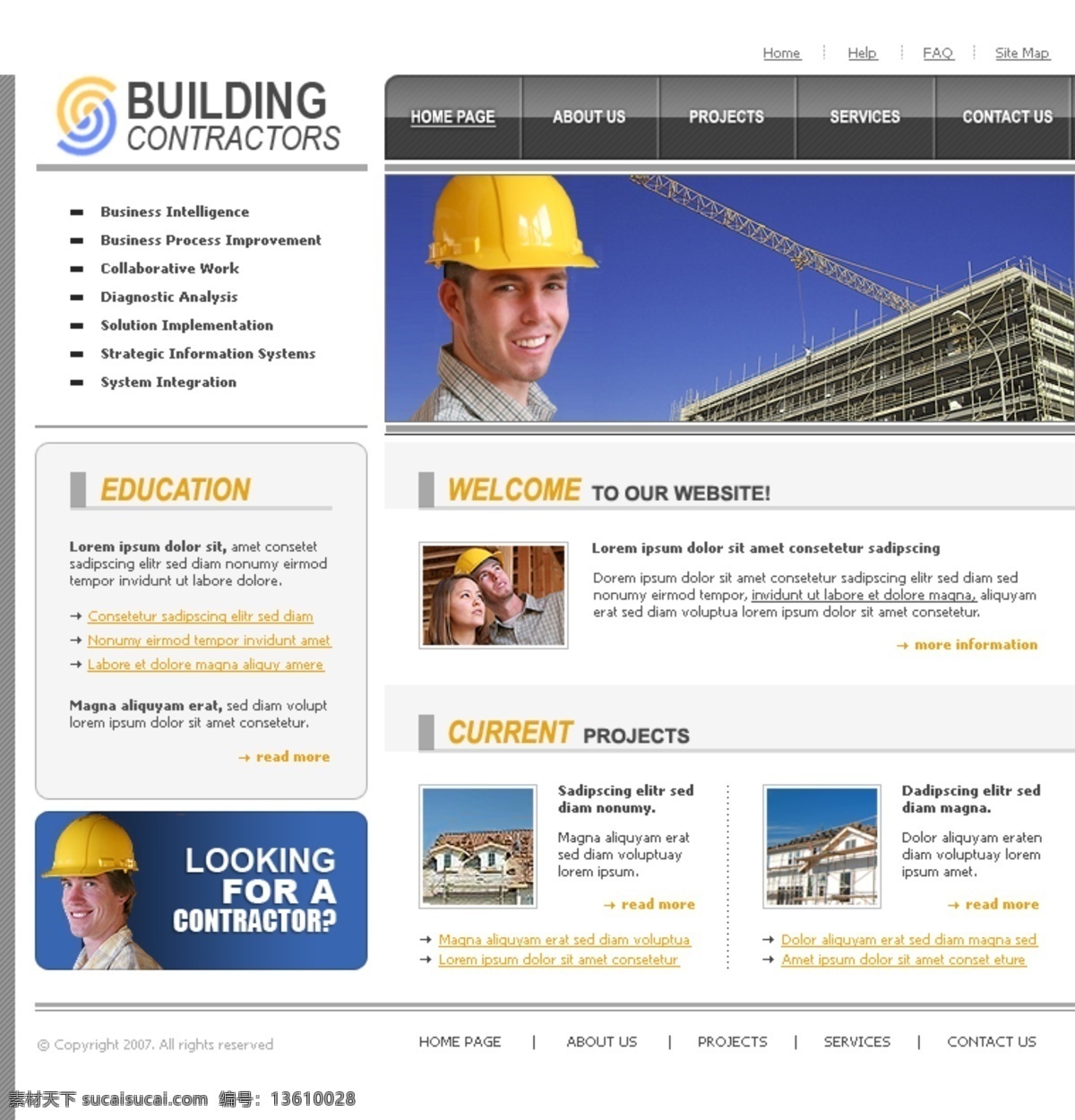 建筑 承包商 网页模板 网页素材 网页代码