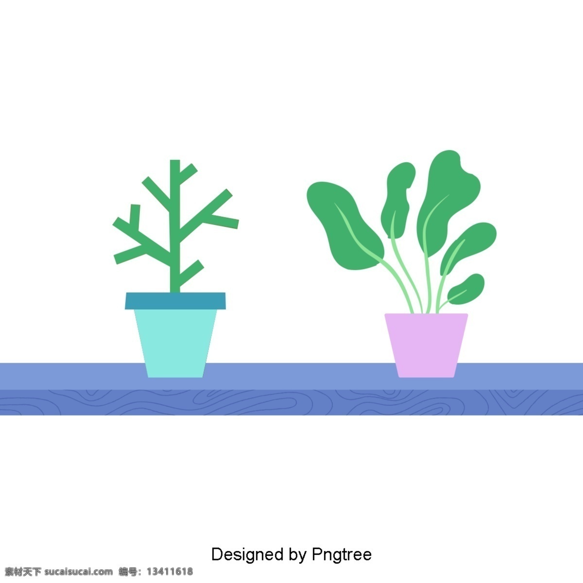 卡通 手绘 简单 花盆 花卉 花 植物 自然 美学 材料