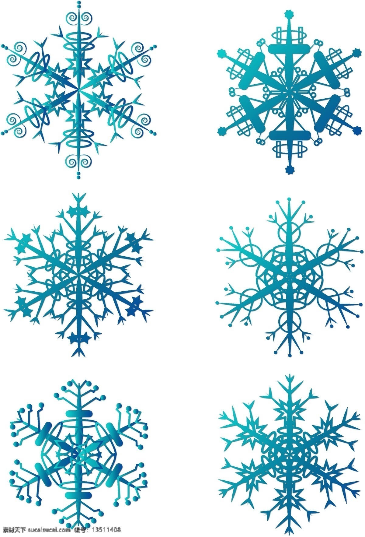简约 冬季 蓝色 雪花 元素 冬季雪花 蓝色雪花 圣诞雪花 雪花装饰 雪花元素
