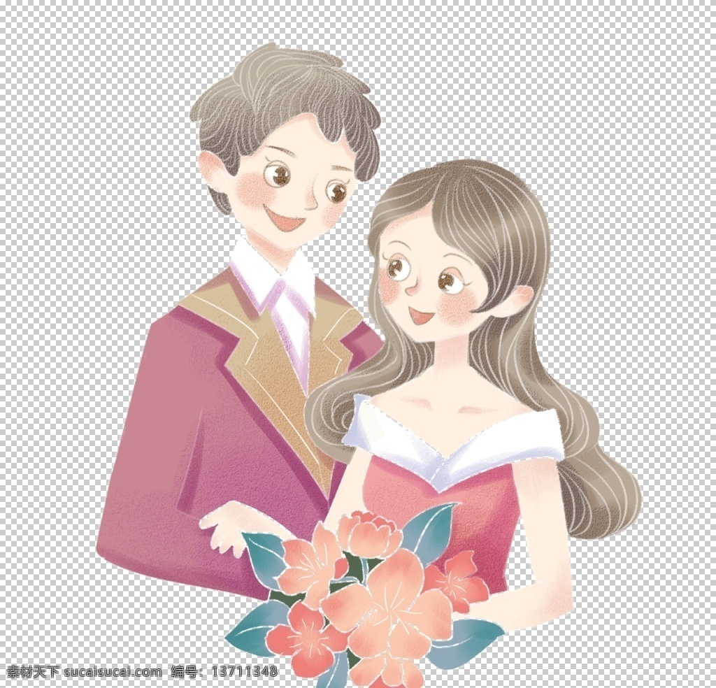 婚礼人物 卡通人物 中式婚礼人物 中式新郎新娘 金元宝 黄金 灯笼 婚礼 卡通人物素材 卡通素材 拜堂成亲 中式婚庆 中式新人 现代新郎新娘