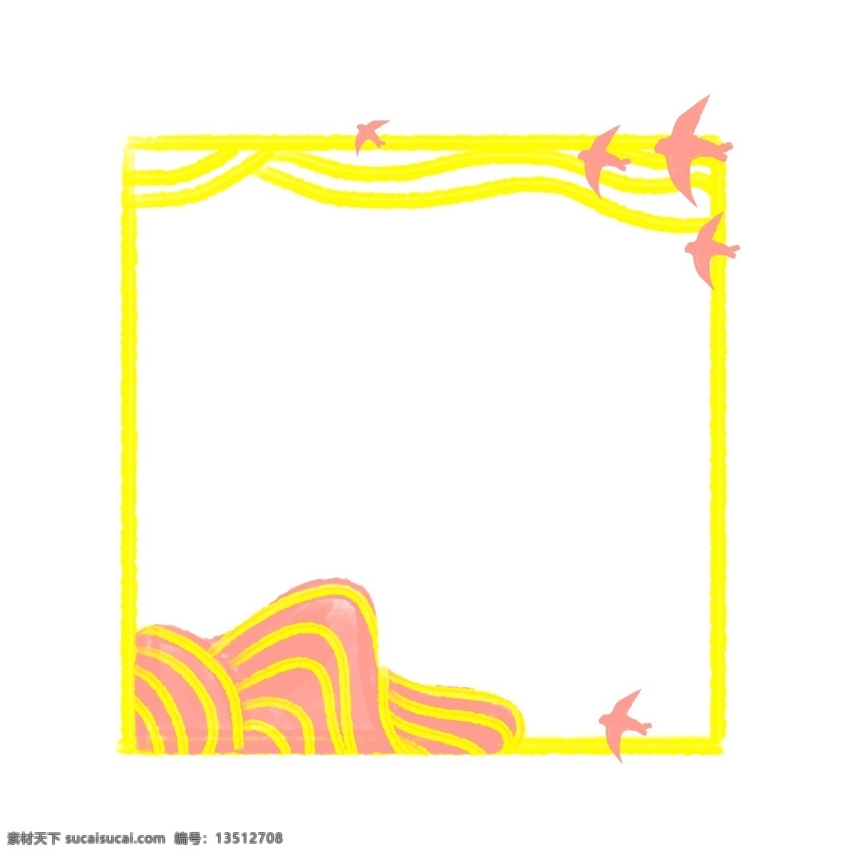 可爱 黄色 边框 插画 可爱的边框 黄色的边框 卡通边框 小鸟边框 方形边框 边框装饰插画 文本框