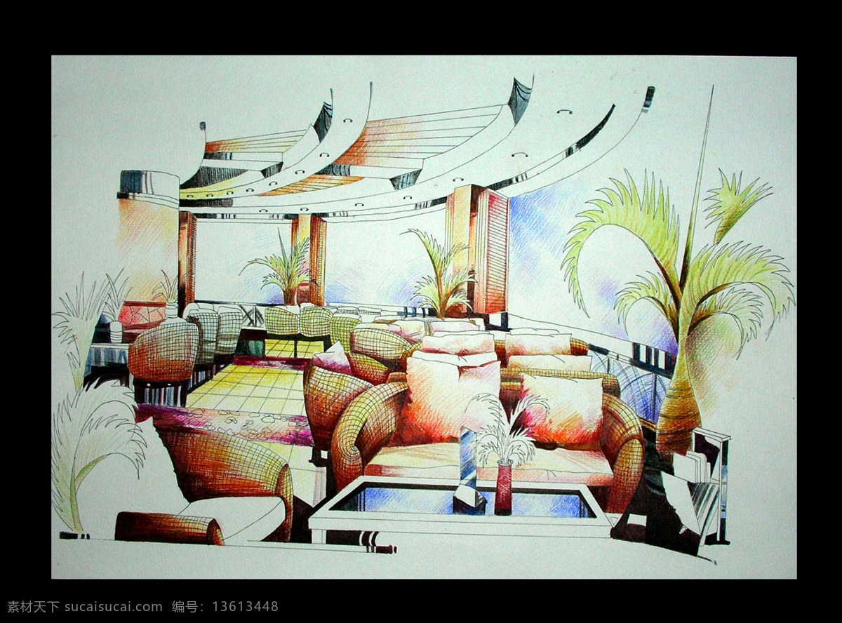 彩铅 餐厅 高级酒店 绘画书法 室内设计 文化艺术 彩 铅 设计素材 模板下载 餐厅彩铅 家居装饰素材