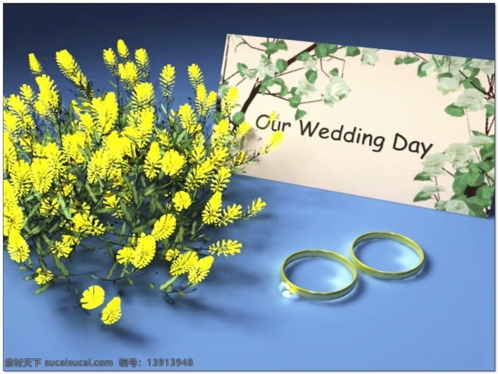 婚礼 片头 视频 背景 高清视频素材 视频素材 动态视频素材 黄色 小花 金属