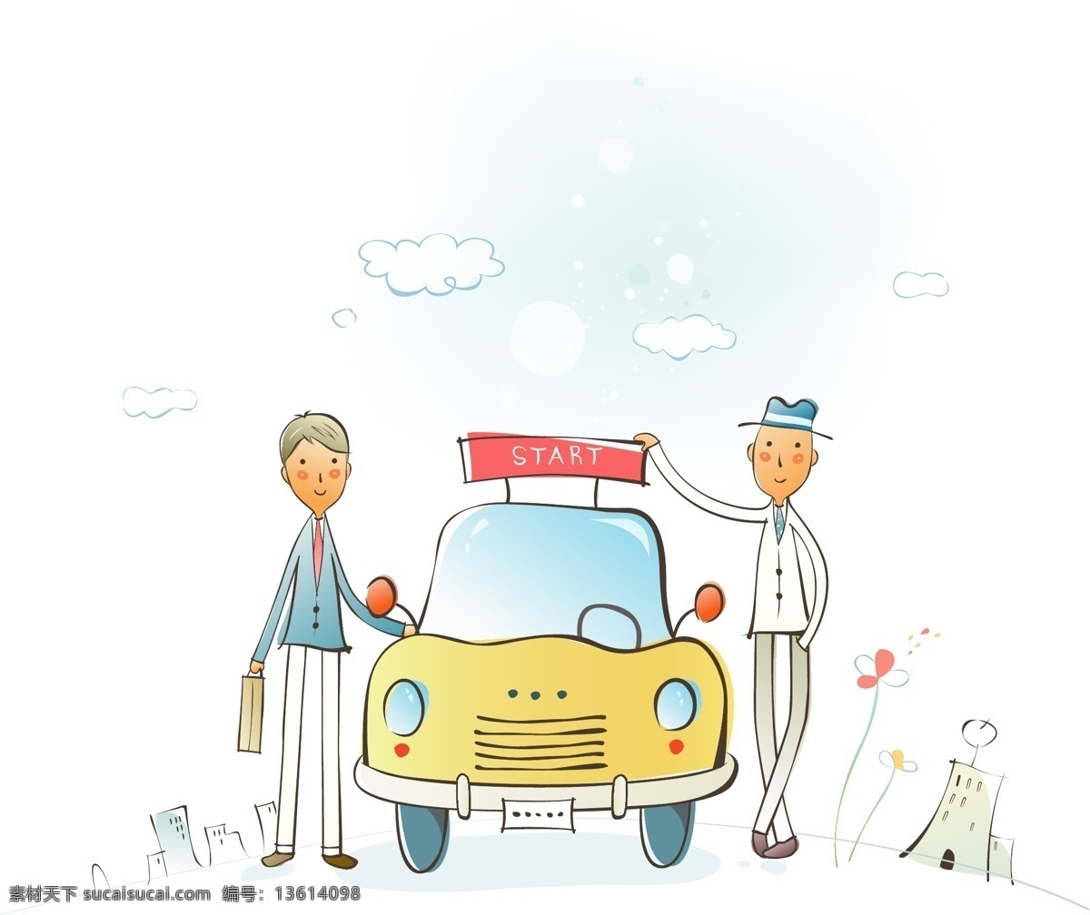 出租车 漫画 人物 手绘 矢量图 矢量人物