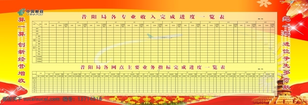 表格 党素材 广告设计模板 花 塔 源文件 展板模板 中国邮政标志 中国 邮政 昔阳 局 业务 完成 展板 模板下载 算一算 创新经营增收 企业文化展板