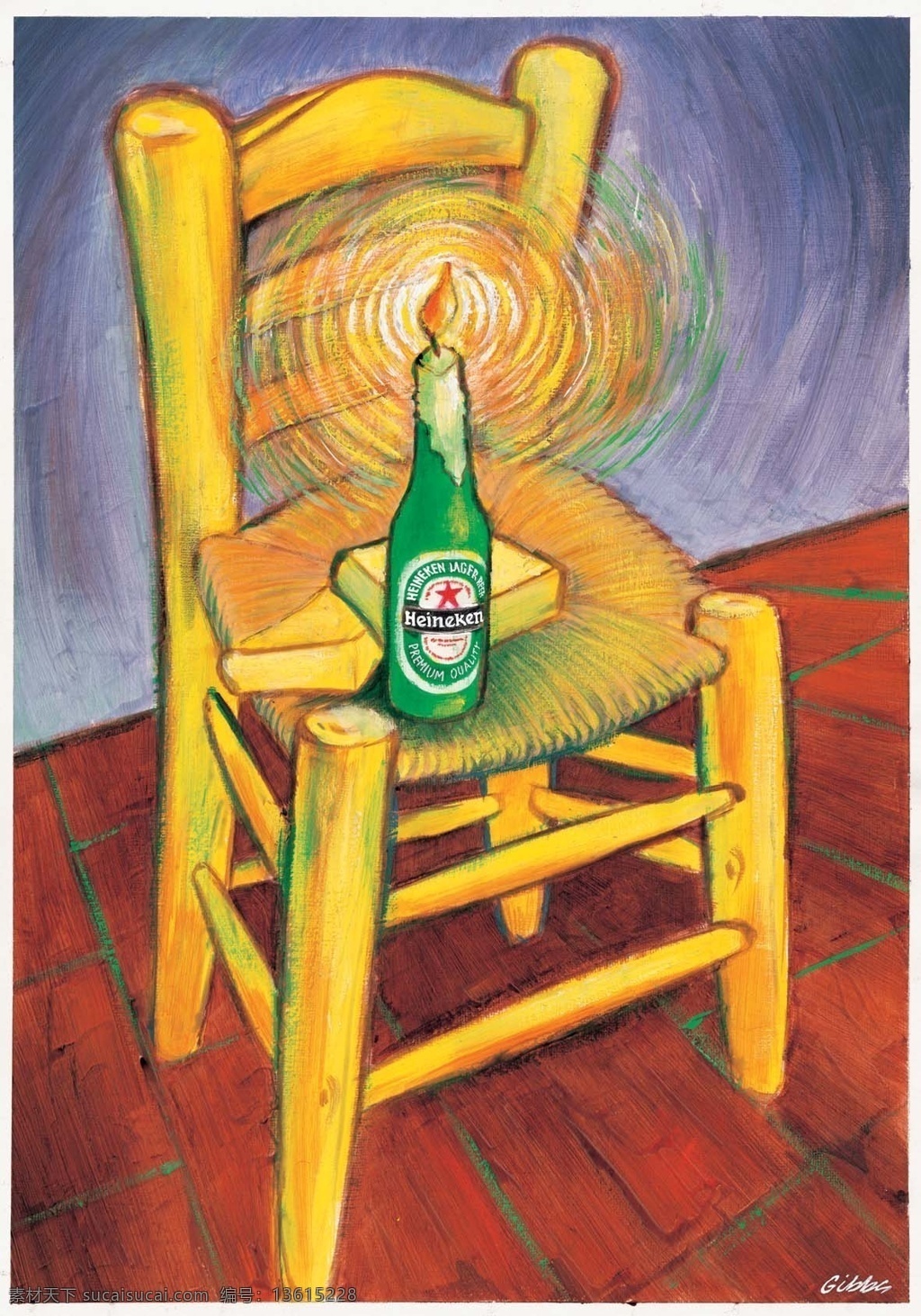 喜力 啤酒 艺术设计 梵高椅子篇 喜力啤酒 梵高 椅子 生活百科 餐饮美食 设计图库