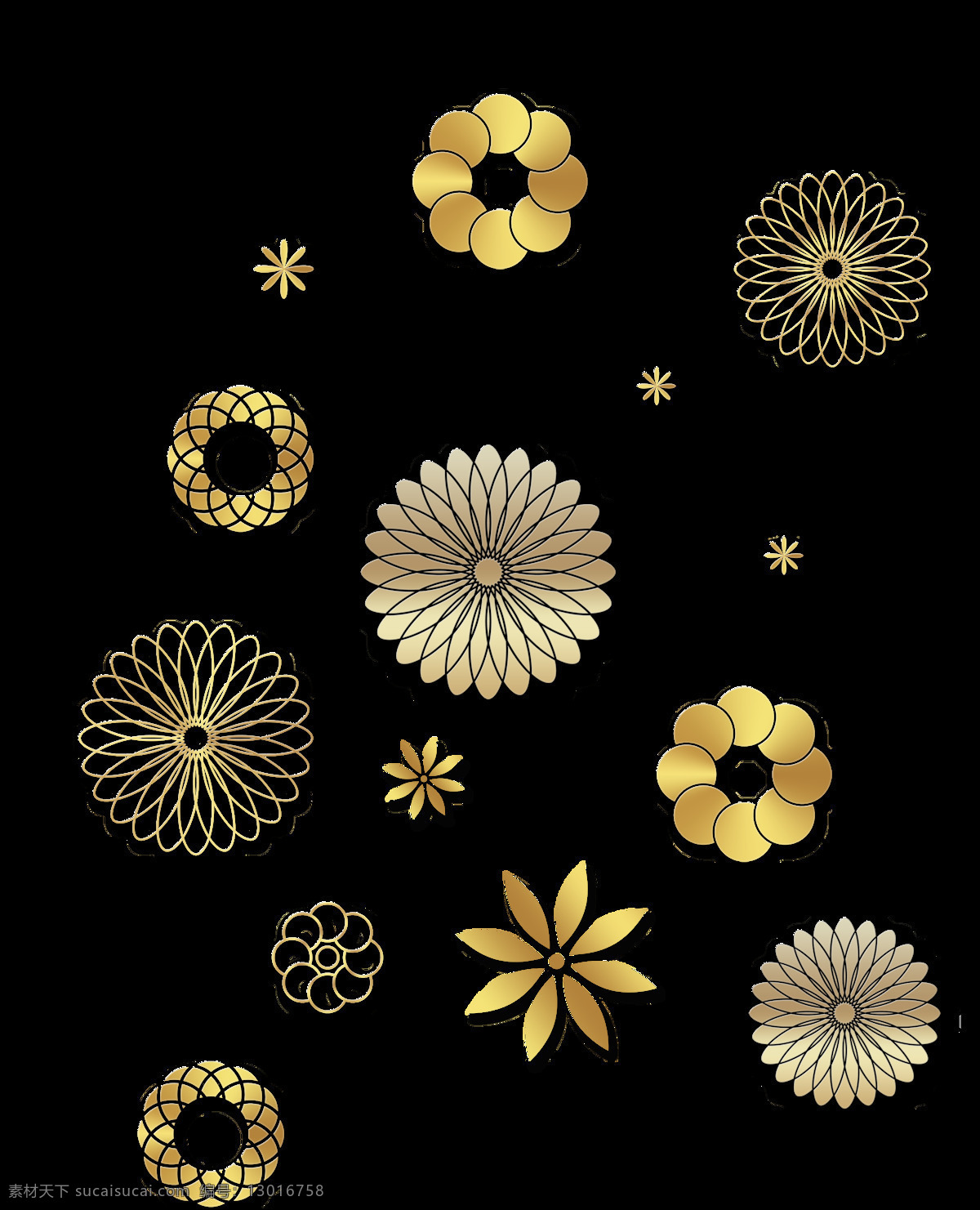 各种 款式 花朵 造型 装饰 透明 图 金色 免扣素材 树叶 透明素材 圆形 装饰图片