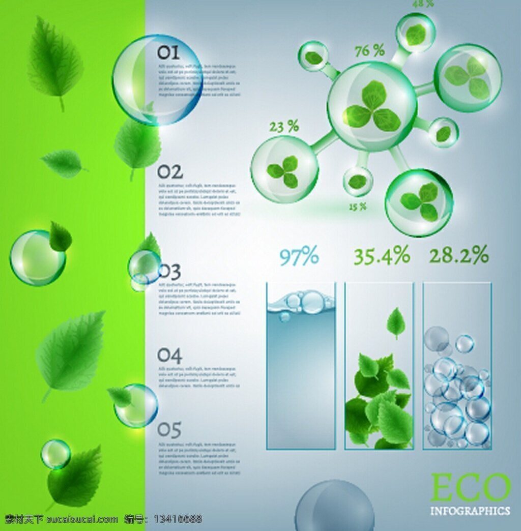 绿色分子背景 绿色 叶子 环保 eco