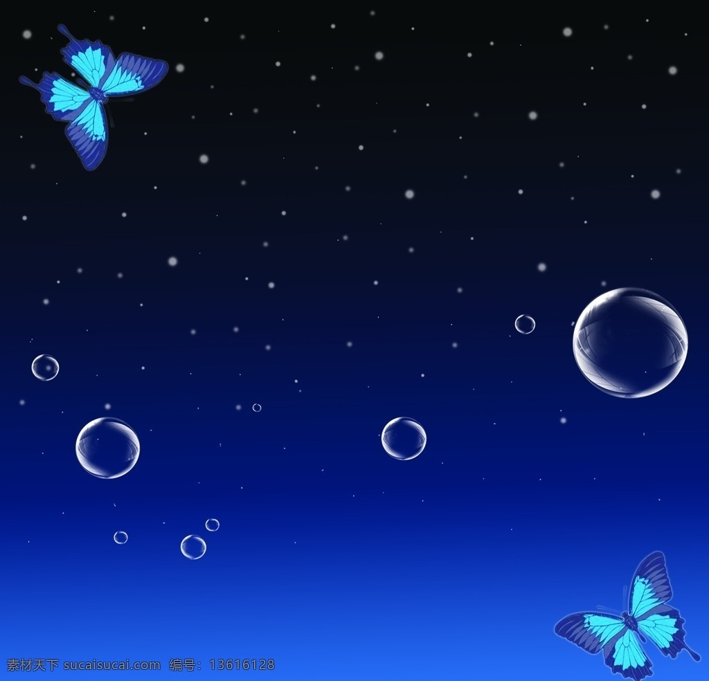 星空 蝴蝶 黎明 泡泡 星星 背景类 环境设计 效果图