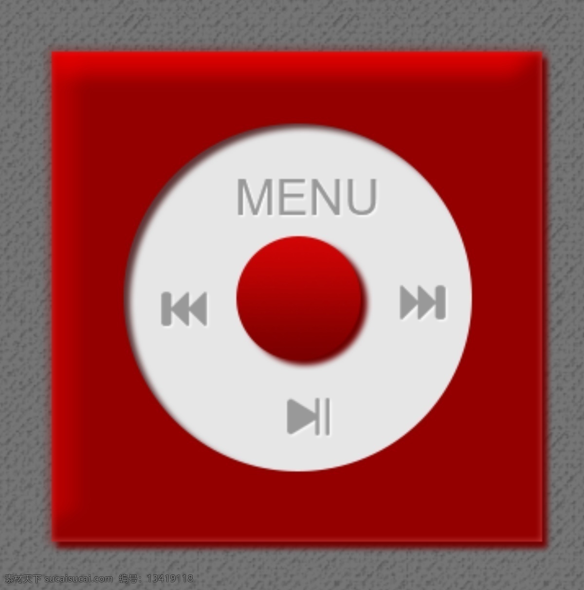 音乐播放器 按钮 红色图标 立体质感 menu