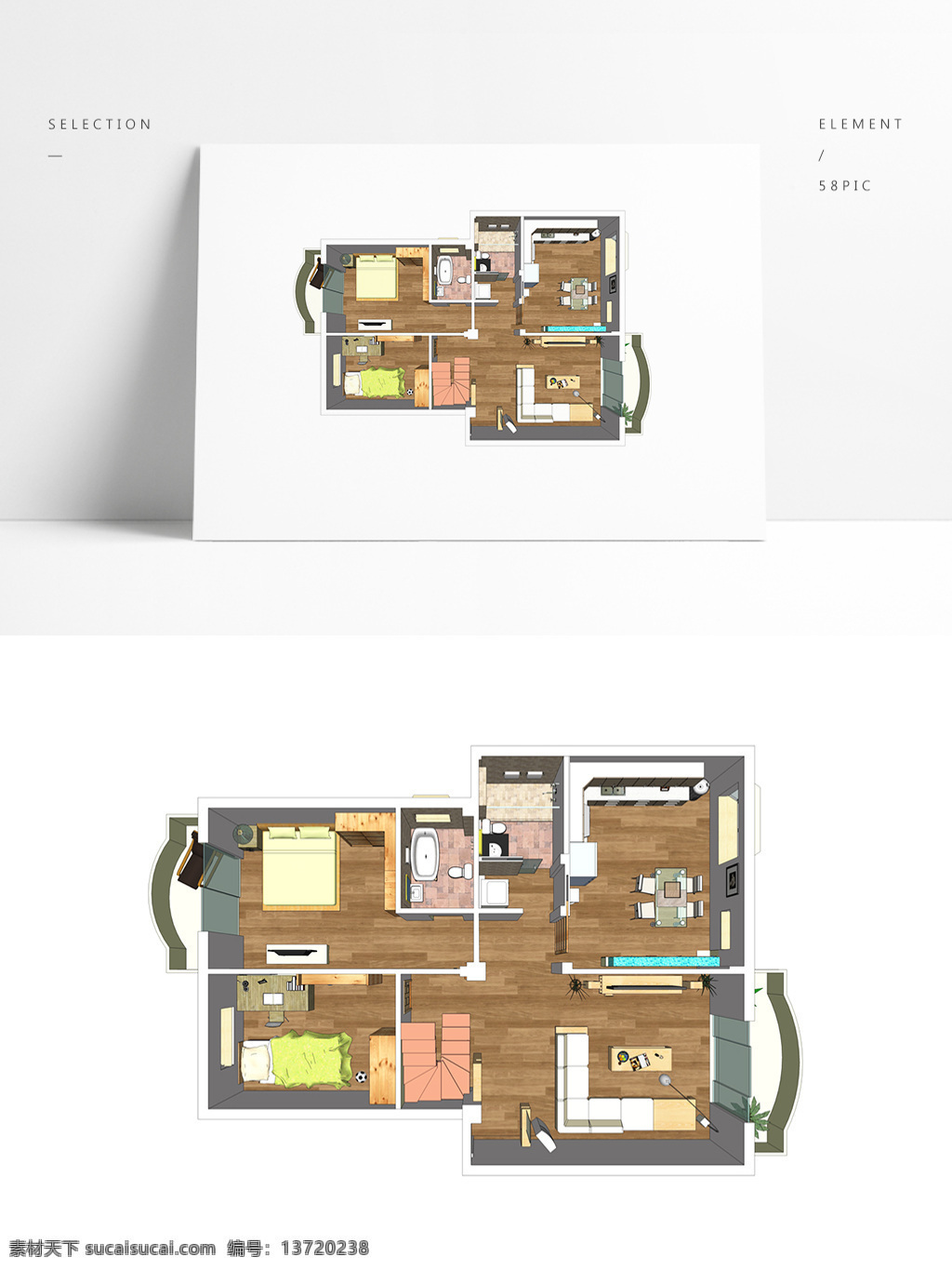 小 两居室 户型 su 透视 模型 室内空间设计 住宅室内设计 样板房 3d模型 su模型 草图大师模型 家具模型