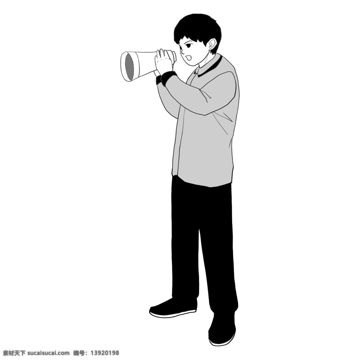喇叭 人物 插画 手势 矢量 男人 人物插画 手绘 大 人 人偶 助威 拿着喇叭的手 男性