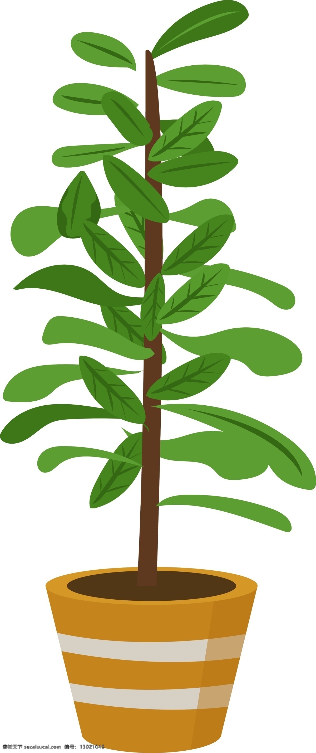 立体 绿色植物 插图 立体植物 黄色花盆 盛开的绿色 春天的绿植 简约的绿植 创意图案