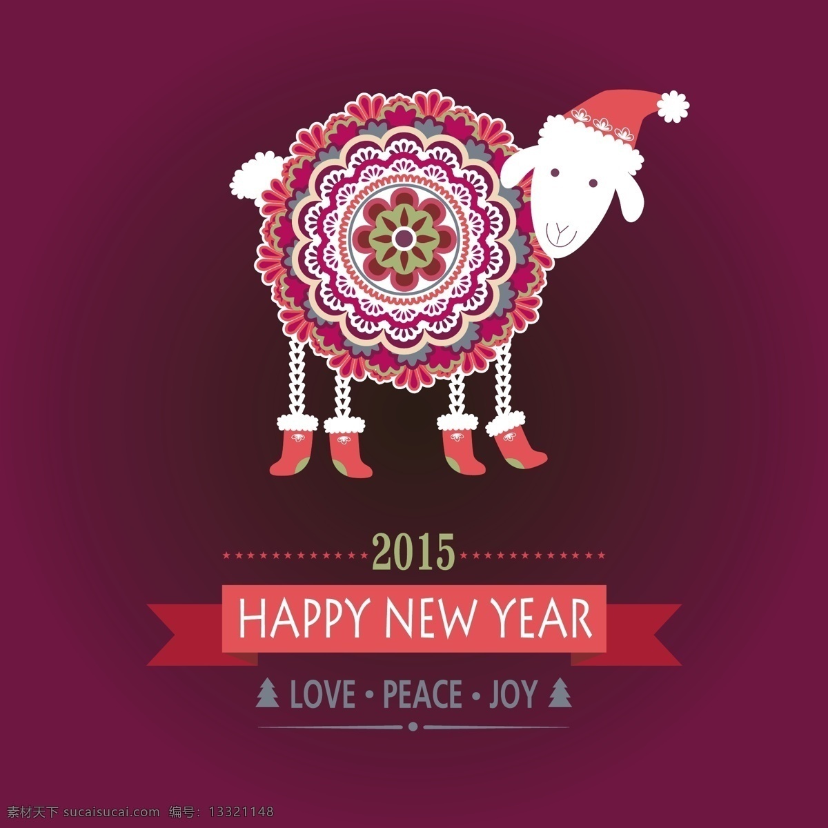 可爱 羊年 海报 花纹 绵羊 矢量素材 新年快乐 羊年海报 矢量图 其他矢量图