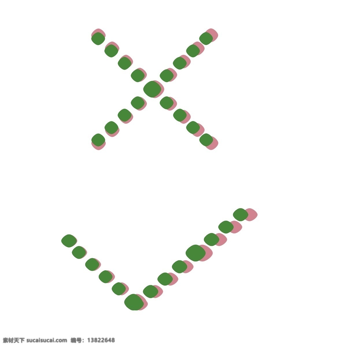 对号 错号 手绘 水彩 小 装饰 错 判断符号 粉色绿色 叠加 手绘符号 常用符号 小装饰