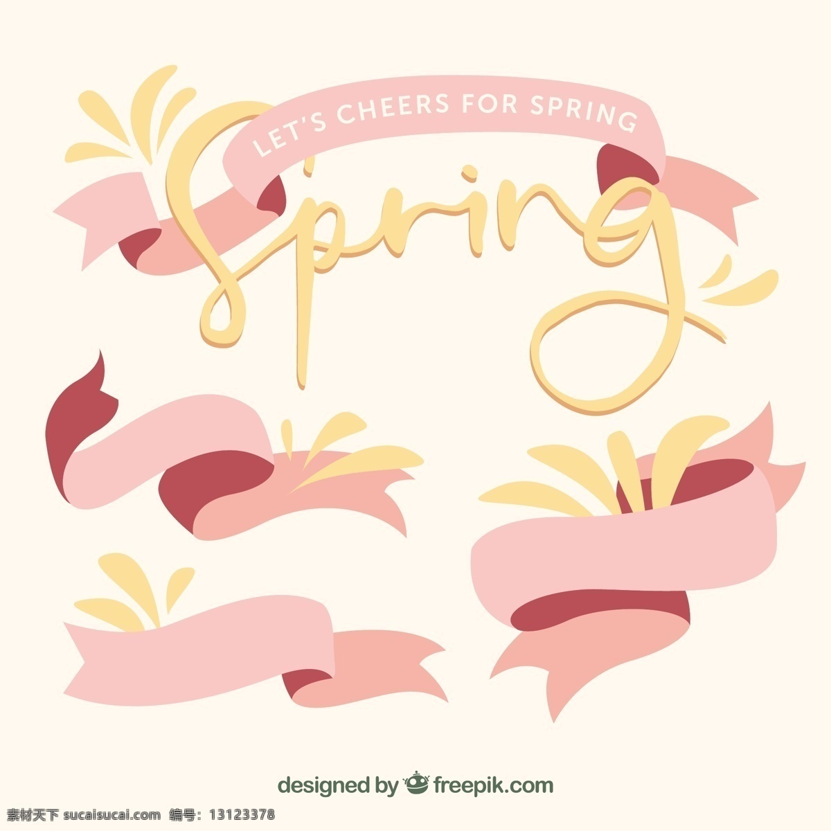 春季 收集 粉红色 丝带 黄色 细节 可爱 春天 装饰 色彩 粉彩 美丽 季节 柔和的色彩 季节性