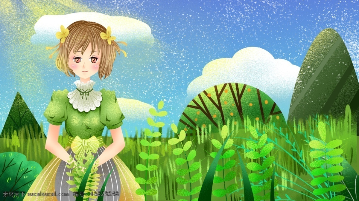 原创 小 清新 插画 小满 小清新 春天