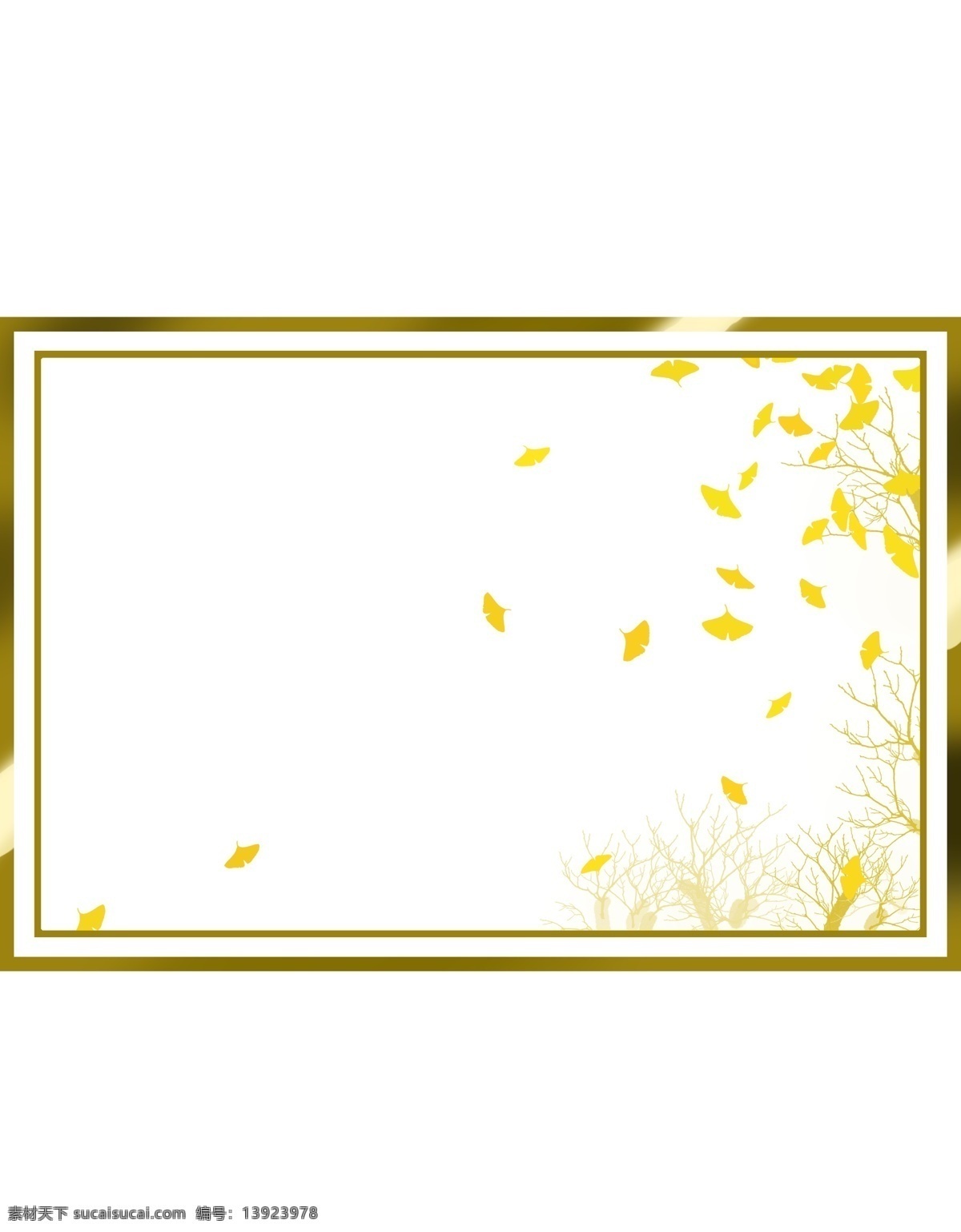 二十四节气 立秋 银杏叶 边框 银信叶边框 黄色 秋天 节气边框 黄色银杏叶
