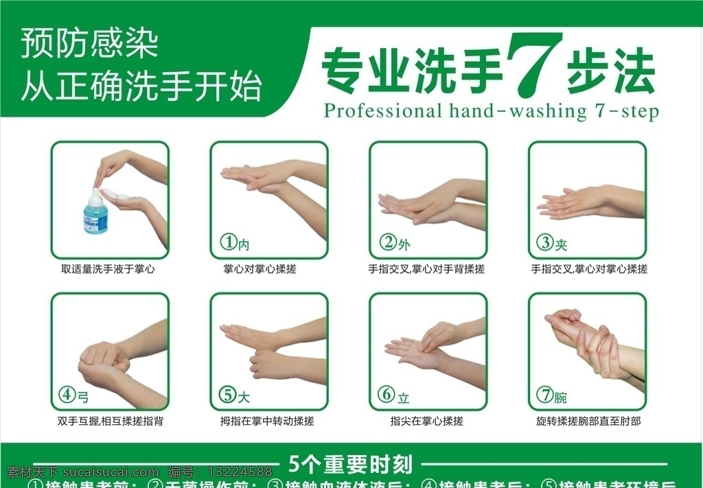 专业 洗手 七 步法 步骤 示例 手法